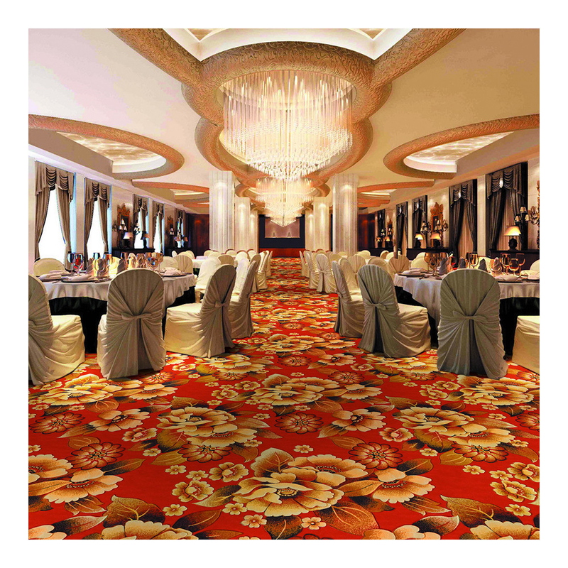 Red Luxury Hospitality Carpet Polypropylence Woven Wilton Carpet