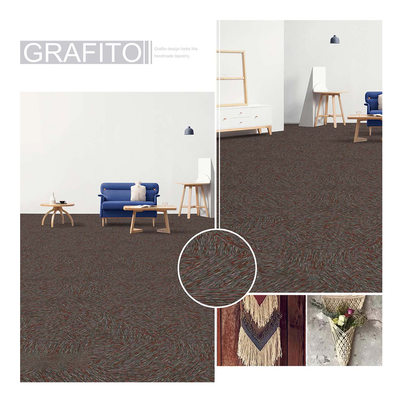 Geometric Loop Pile Nylon Printed Carpet Tiles Custom Pattern 50cm*50cm