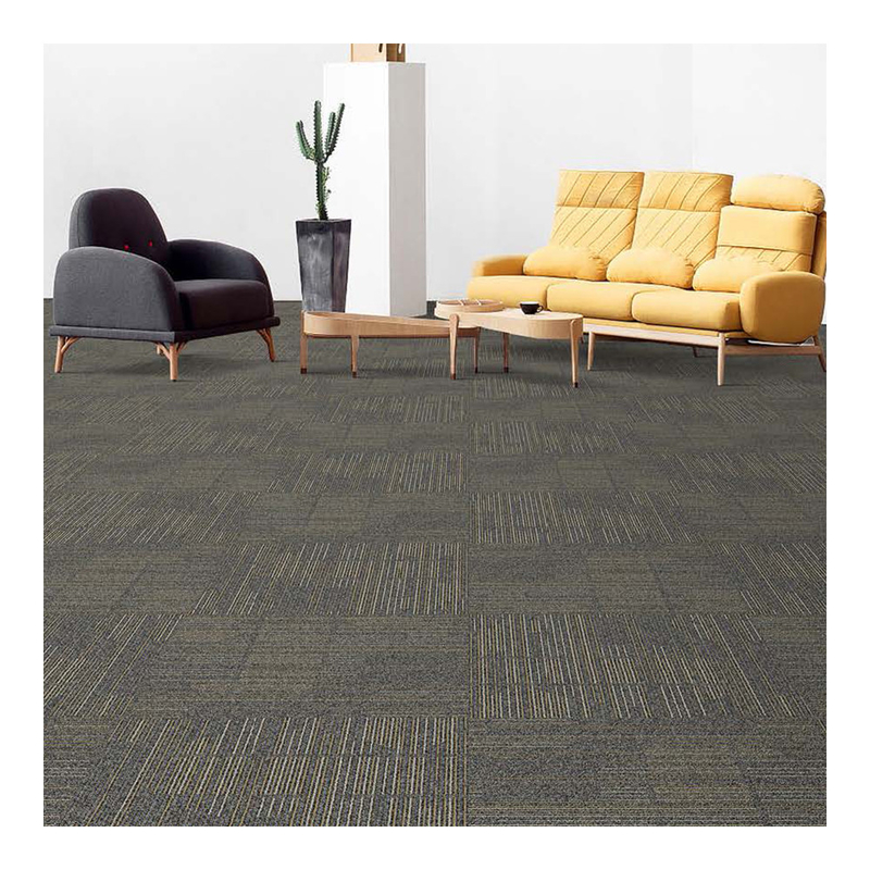 Striped Commercial Modular Carpet 50x50cm PP Tiles With Bitumen Backing